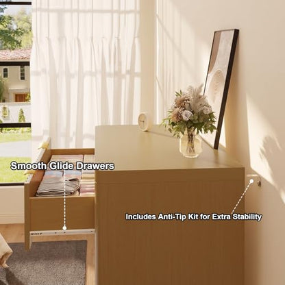 Natural Oak Vertical Drawer Dresser with Round Edges, view 7