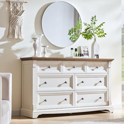 Farmhouse 7 Drawers Dresser for Bedroom 54" W Wood Rustic Chest, view 2