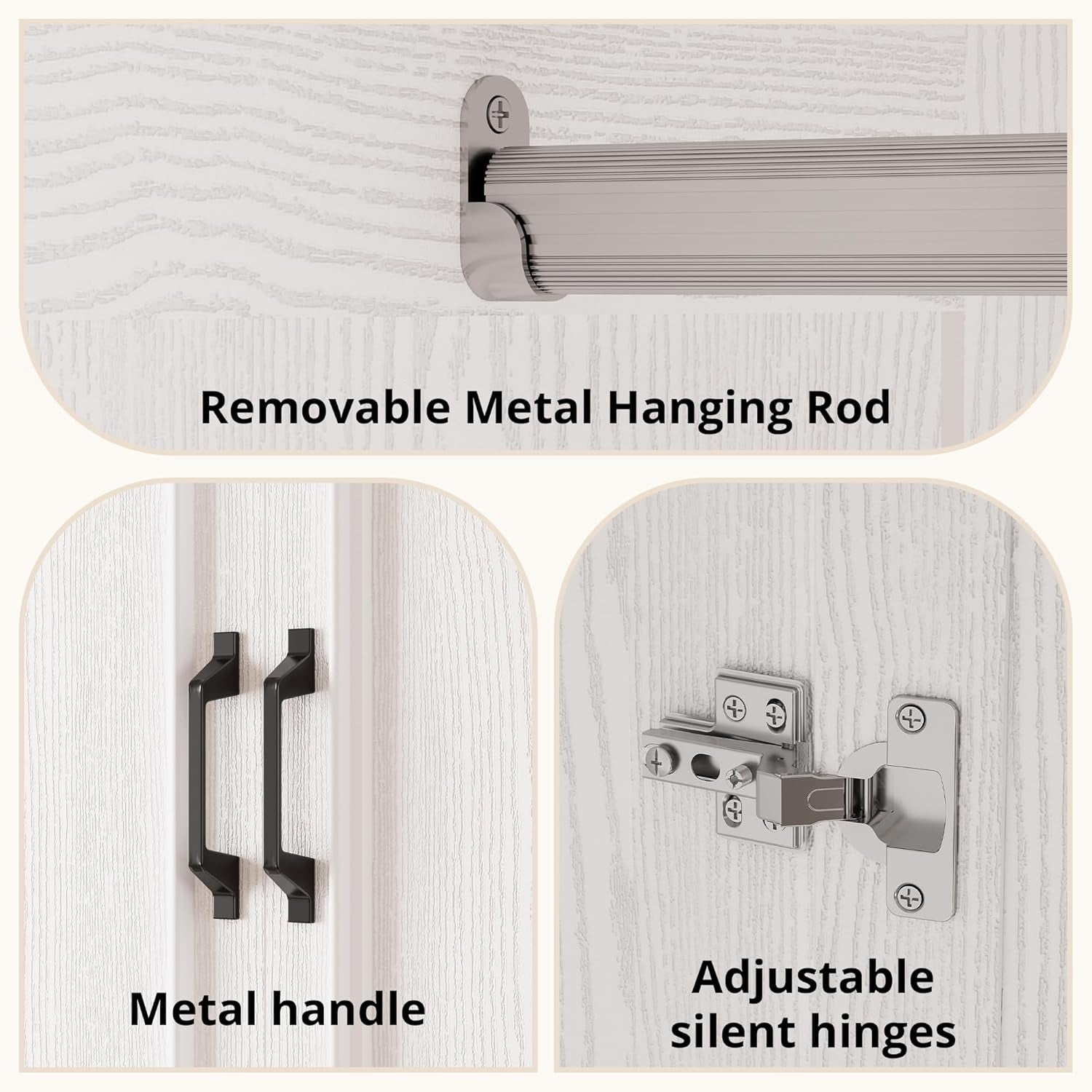 Armoire Wardrobe Closet with 2 Doors and 2 Drawers 70" H X 28" W Wooden Bedroom Freestanding Wardrobe Combination for Hanging Clothes, White