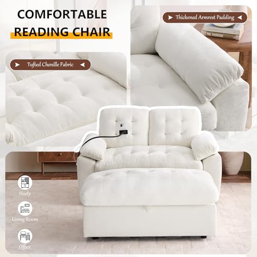 56” Chaise Lounge Chair with Ottoman, view 8