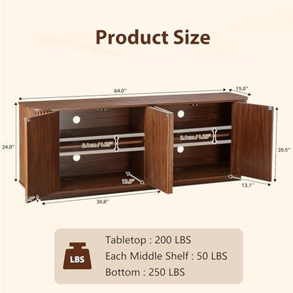 Fluted TV Stand for TVs Up to 75 Inch, view 3