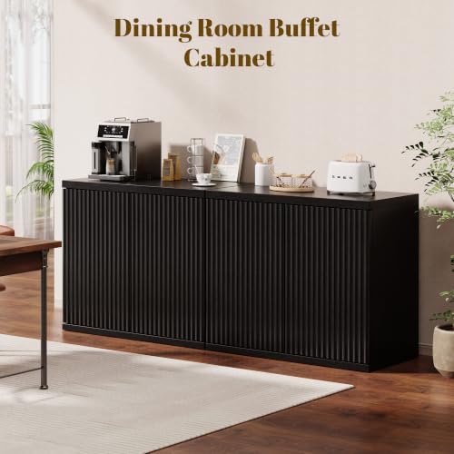 61.8" TV Stand for Living Room,Fluted Media Console Fits 55–65 Inch TVs, view 8