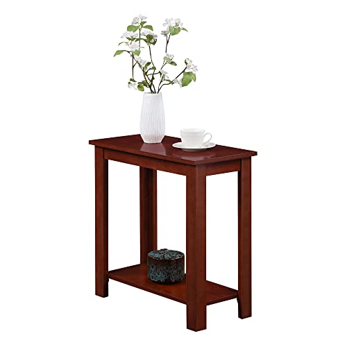 Designs2Go Baja Chairside End Table 23.75"- Modern Living Room Table with Storage Shelf, Transitional Bedside Table, Mahogany
