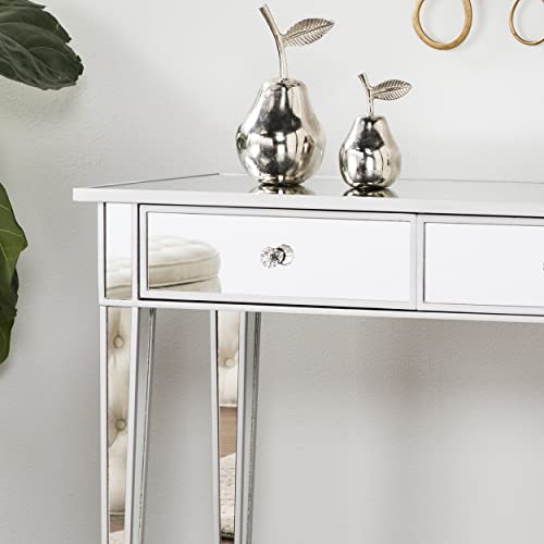 SEI FURNITURE Mirrored 2 drawer media console table, Finish w, Silver