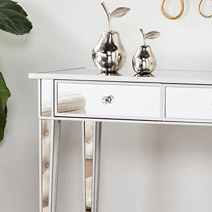 SEI FURNITURE Mirrored 2 drawer media console table, Finish w, Silver