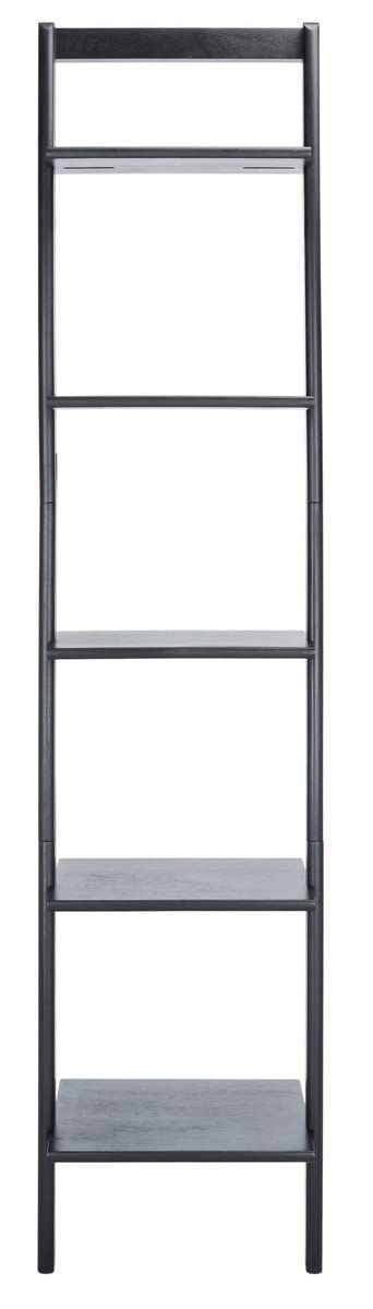 SAFAVIEH Home Collection Allaire Black 5-Tier Leaning Storage Display Shelves Living Room Bedroom Office Etagere