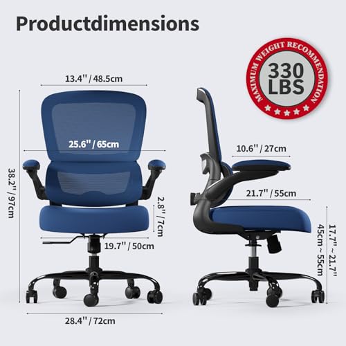 Office Chair, Ergonomic Desk Chair with Adjustable Lumbar Support, view 3