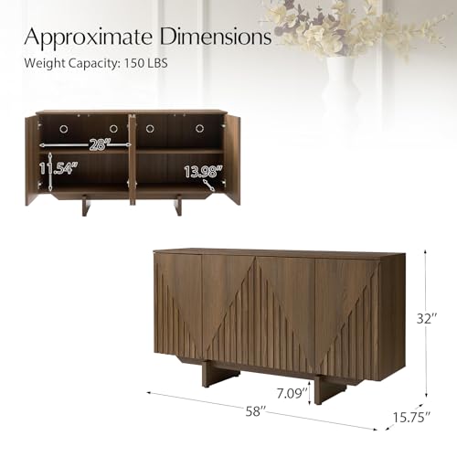 Solid Wood Sideboard Buffet Cabinet, view 3