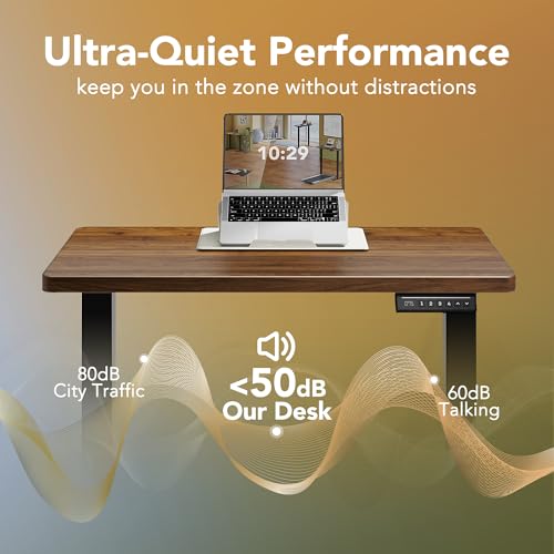 32x19 Inch Small Electric Standing Desk, Adjustable, Black Walnut, view 7