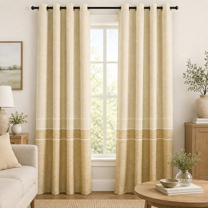 Champagne Chenille Curtains for Living Room, 52 x 84, 2 Panels