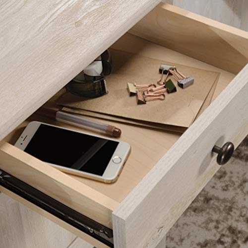 Edge Water L-Shaped Corner Desk with Storage Drawers and Open Shelf, in Chalked Chestnut