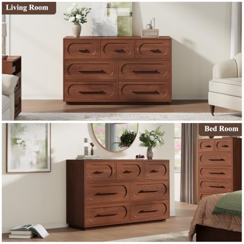 47" 7 Drawer Dresser for Bedroom, Walnut, view 5