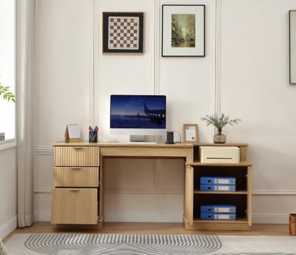 Fluted Home Office Desk with Power Outlet, view 7