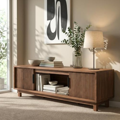 Fluted TV Stand, Mid Century Modern TV Stands for Living Room, view 4