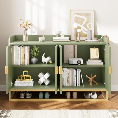 47" Fluted Sideboard with Storage Cabinet, Adjustable Shelf, Green, view 4