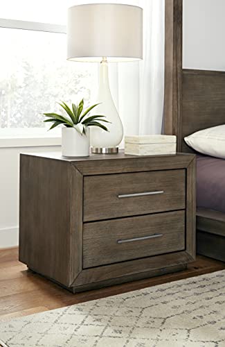 Solid Wood Nightstand, 2-Drawer with USB, Melbourne - Dark Pine