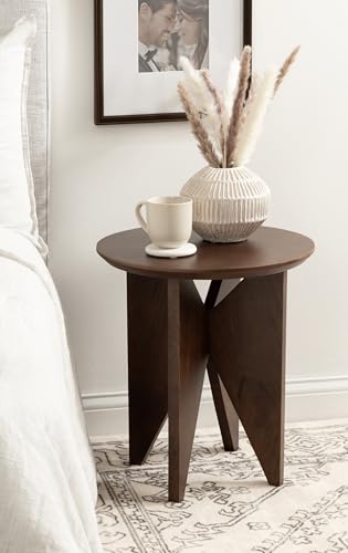 Faiza Modern Wooden Round Side Table, 18 x 18 x 20, Walnut Brown, Transitional Wood End Table for Use as Bedroom Nightstand or Living Room Accent Table