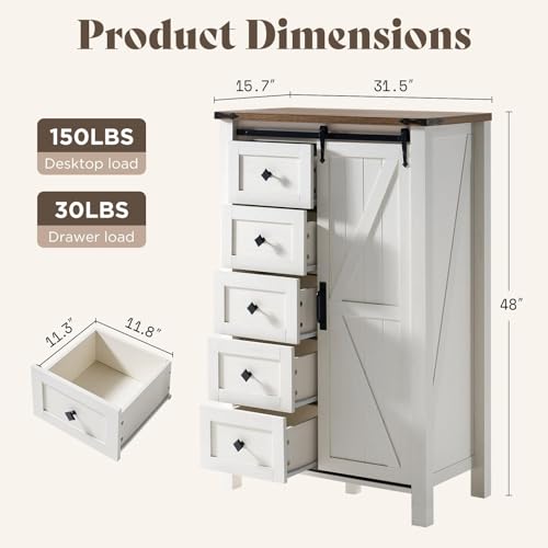 2PCS Farmhouse Dresser Set with Sliding Barn Doors, view 5