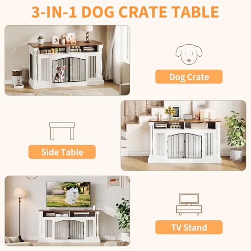 63 Inch Double Dog Crate TV Stand, view 7