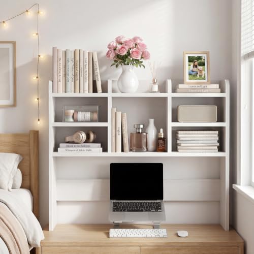 37 Inch White Desk Hutch Dorm Top Only 8 shelves Organizer For College, view 3