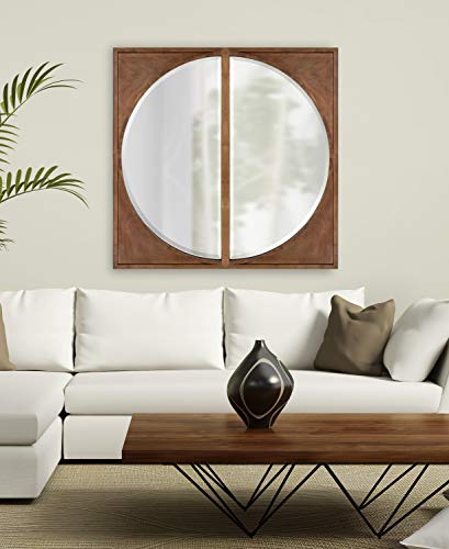 Andover Casual Framed Arch Mirror with Beveled Edge, Light Brown, 42x21.5, Modern Farmhouse Home Decor for Entryway, Living Room, Or Bedroom