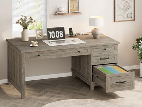 Executive Home Office Desk, Adjustable File Drawer Office Desk, view 4