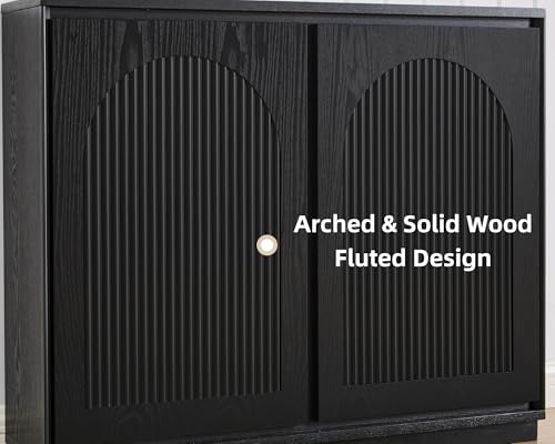 39 inch Narrow Buffet Cabinet Sideboard with Storage,Black, view 6