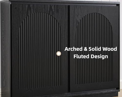 39 inch Narrow Buffet Cabinet Sideboard with Storage,Black, view 6