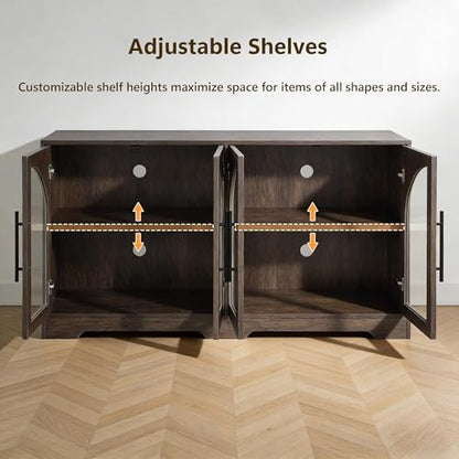 55" Sideboard Buffet Cabinet with Glass Doors, view 4