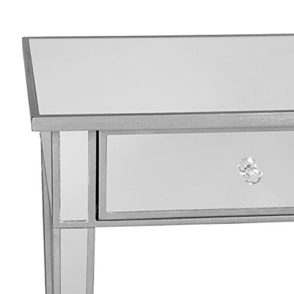 SEI FURNITURE Mirrored 2 drawer media console table, Finish w, Silver