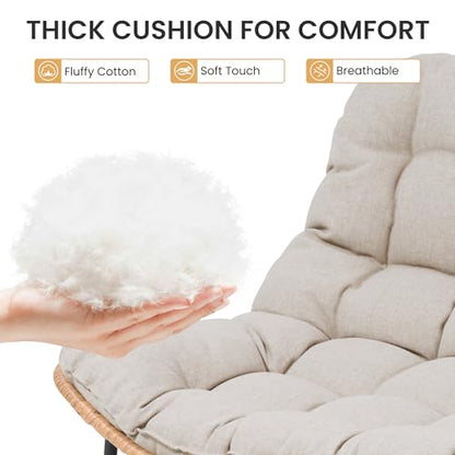 Outdoor Loveseat, 2 Seater Outdoor Couch with Soft Cushion, All-Weather Boho Rattan Patio Furniture for Balcony, Poolside, Backyard, Porch (Beige)