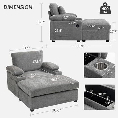 Oversized Accent Chair with Ottoman, view 3