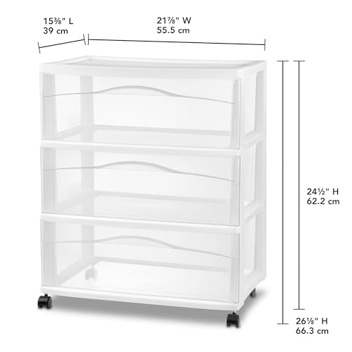 Wide 3-Drawer Cart with Wheels for Bedroom and Dresser, 2-Pack, view 4