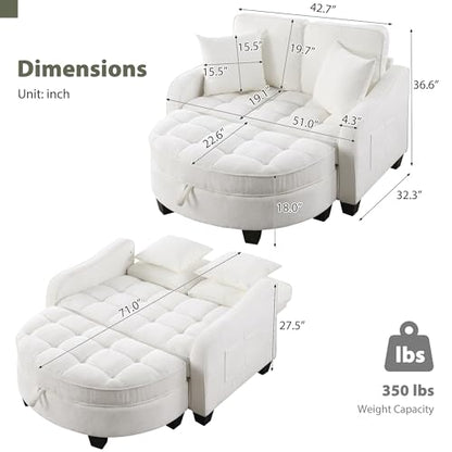 Round Chaise Lounge Chair with Storage Ottoman, view 3