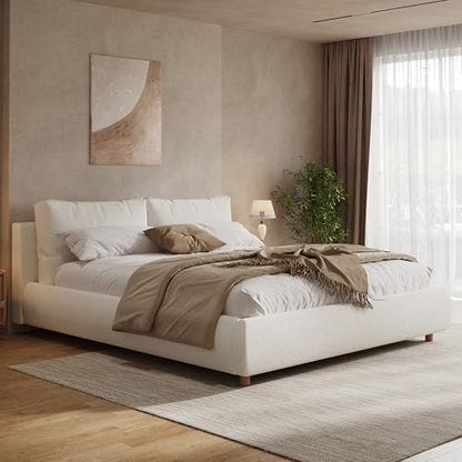Hazel Queen Size Bed Frame, Upholstered Platform Bed, view 5