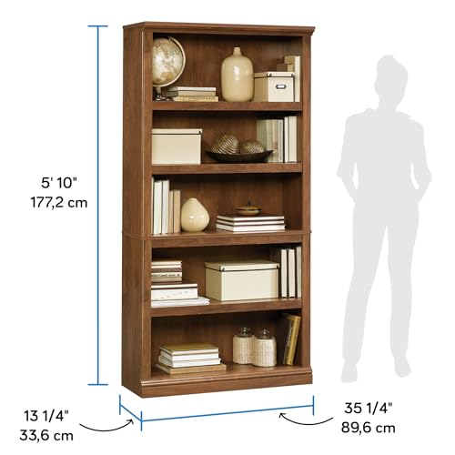 5-Shelf Split Bookcase/ Book shelf, Oiled Oak finish, view 4