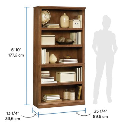 5-Shelf Split Bookcase/ Book shelf, Oiled Oak finish, view 4
