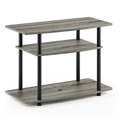 Turn-N-Tube No Tools 3-Tier Entertainment Center TV Stand for TV up to 32 Inch, Plastic Round Tubes, French Oak Grey/Black