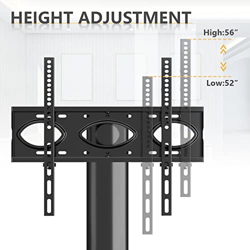 TAVR 4-Tiers Media Component Swivel TV Stand for 32-70 inch TVs | Height Adjustable TV Mount Stand with Tempered Glass Audio Shelf, Floor Tall TV Stand for Bedroom, Living Room, Office, Black