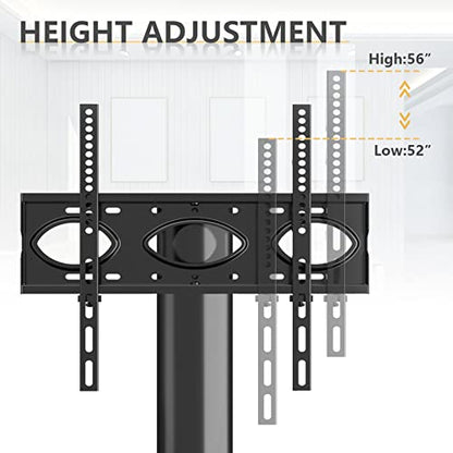 TAVR 4-Tiers Media Component Swivel TV Stand for 32-70 inch TVs | Height Adjustable TV Mount Stand with Tempered Glass Audio Shelf, Floor Tall TV Stand for Bedroom, Living Room, Office, Black