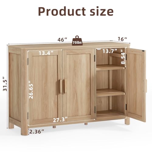 Sideboard Buffet Cabinet with Storage, 46" Arc-Shaped Credenza, view 3