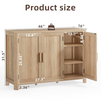 Sideboard Buffet Cabinet with Storage, 46" Arc-Shaped Credenza, view 3