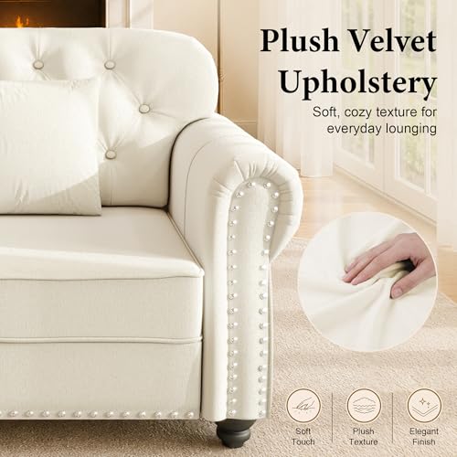 41.3" Velvet Chesterfield Sofa with Ottoman, view 5