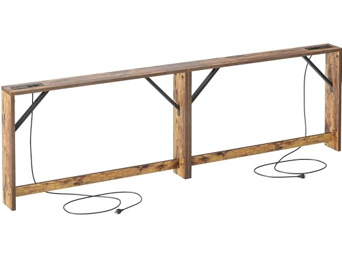 5.9 Inch Narrow Console Table with Power Outlet,Sofa Table Set of 2，Total Length 94'' Sofa Table Behind Couch，for Entryway&Living Room, Rustic Brown