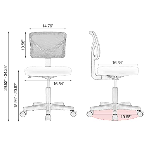Small Armless Desk Chair, Mesh Rolling Office Chairs, view 4