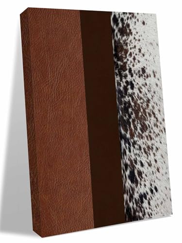 NuYeBiofx Farmhouse Retro Leather Texture Canvas Wall Art Prints,40"x28" Framed Picture Artwork Abstract Fur Texture Printed Canvas Oil Painting for Living Room Bedroom Office,Ready to Hang