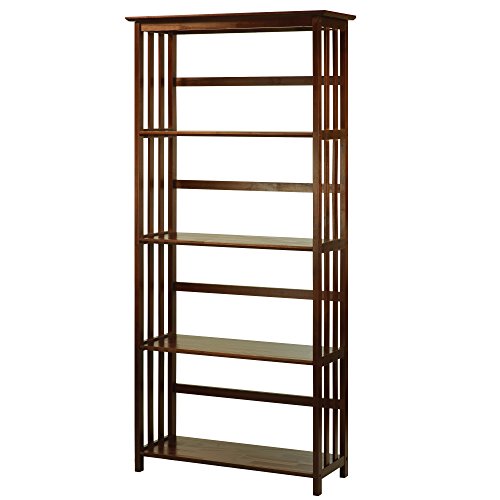 Mission Style 5-Shelf Bookcase-Walnut, view 2