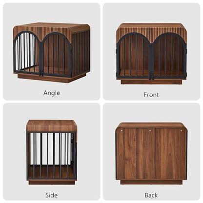31" Fluted Wooden Large Dog Crate Furniture for Medium Small Dog, view 6