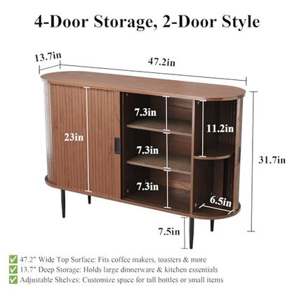 48" Sideboard Buffet Cabinet, Mid Century Modern Console Cabinet, view 3