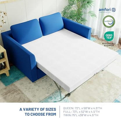 4.5 Inch Cold Gel Memory Foam Mattress Replacement for Sleeper Sofa and Couch Beds - Queen Size CertiPUR-US Certified (Sofa Not Included)